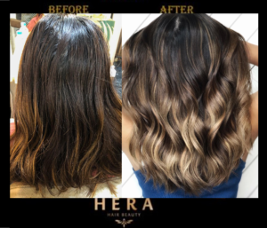 partial golden honey balayage