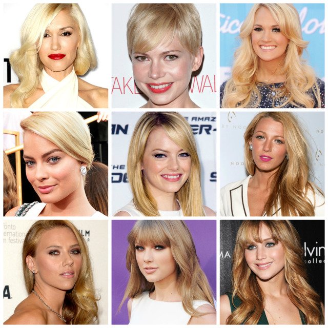 different shades of blonde collage