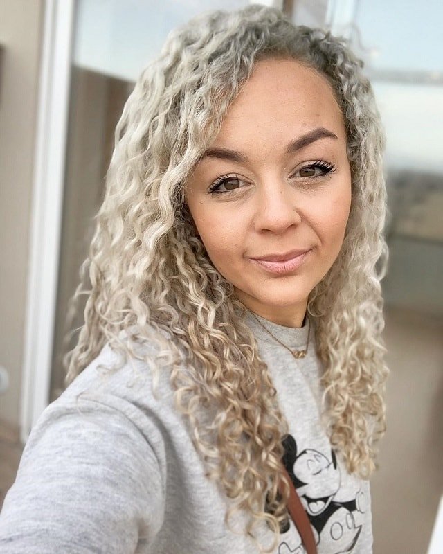 Ash Blonde Curly Hair women