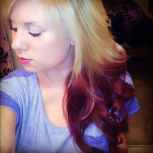 Blonde to red ombre reverse ombre hair