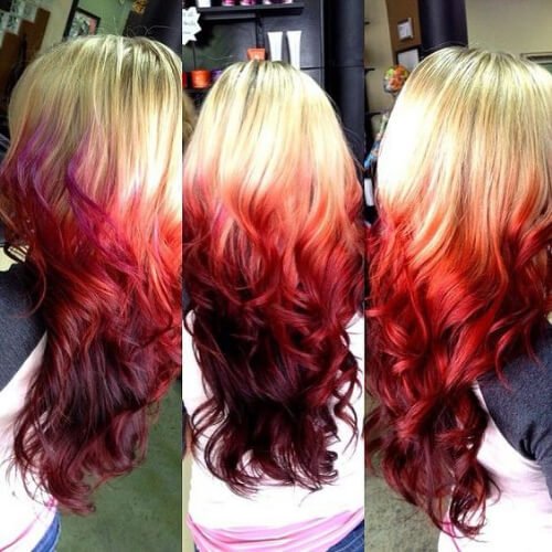 reverse ombre hair from blonde to dark red