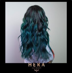 emerald green balayage