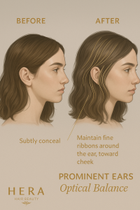 Hair contouring refines perception for prominent ears